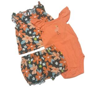 Carters 3 Piece Set Baby Girl Orange 6 month